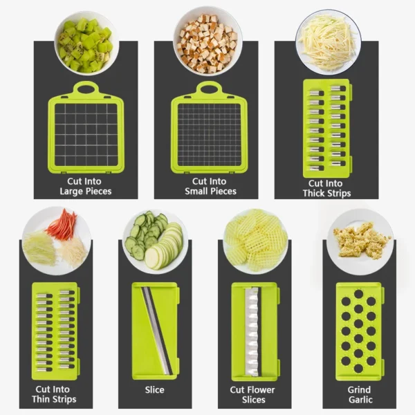 14/16 in 1 Multifunctional Vegetable Chopper Onion Chopper Handle Food Grate - Image 2