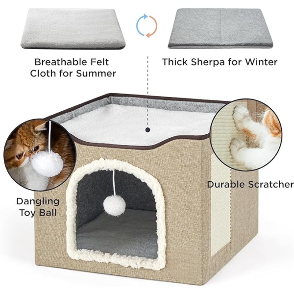 Cat Beds for Indoor Cats – Large Cat Cave for Pet Cat House - Image 3